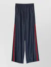 Gucci Technical Silk Poplin Pants With Web In Blue
