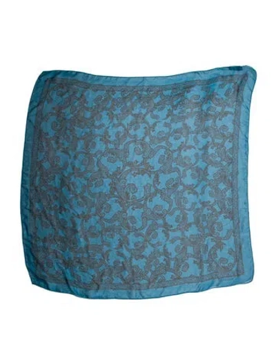 Pre-owned Gucci Silk Paisley Print Scarf In Blue
