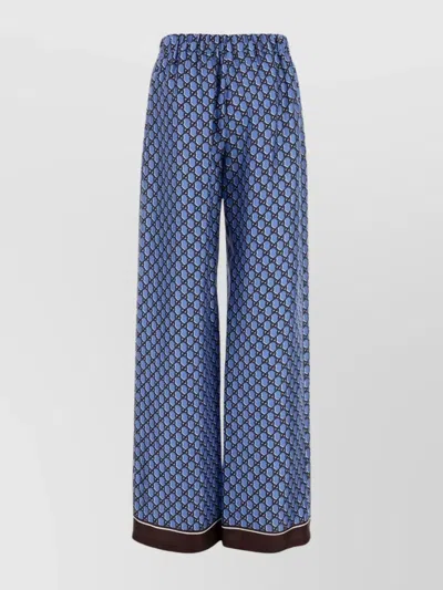 Gucci Silk Pant With Printed Pattern And Contrasting Hem In Multicolor