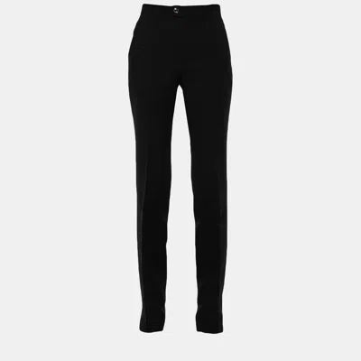 Pre-owned Gucci Silk Trousers 44 In Black