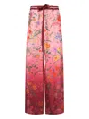 Gucci Floral Print Wide Leg Trousers With Elastic Waistband In Gold