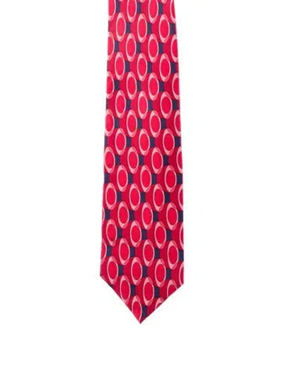 Pre-owned Gucci Silk Patterened Tie In Red