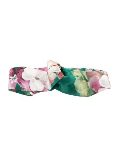 Pre-owned Gucci Silk Pattern Print Headband In Green