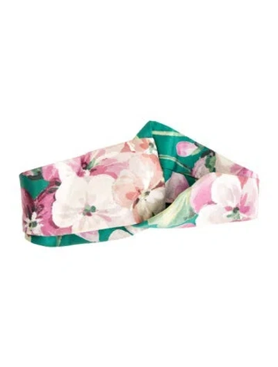 Pre-owned Gucci Silk Pattern Print Headband In Green