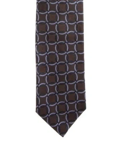 Pre-owned Gucci Silk Pattern Print Tie In Blue