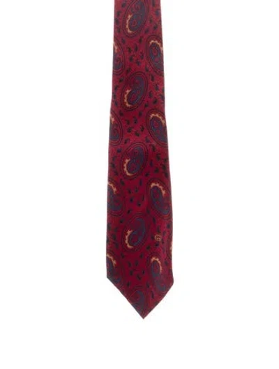 Pre-owned Gucci Silk Pattern Print Tie In Red