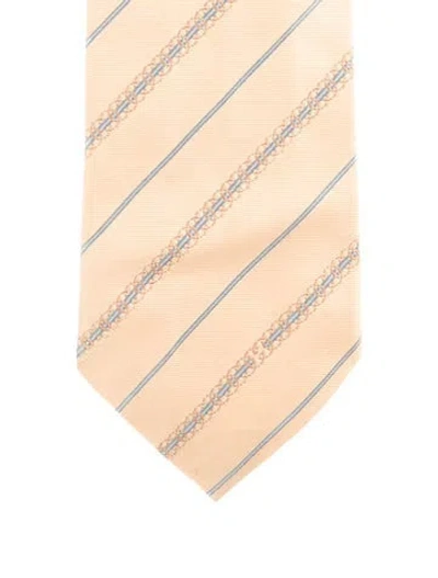 Pre-owned Gucci Silk Pattern Print Tie In Yellow