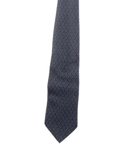 Pre-owned Gucci Silk Pattern Printed Tie In Blue