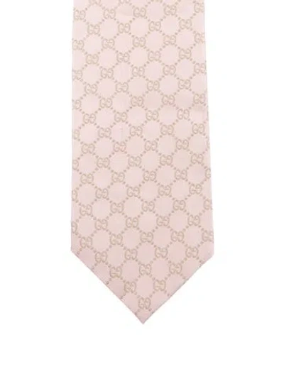 Pre-owned Gucci Silk Pattern Prints Tie In Pink