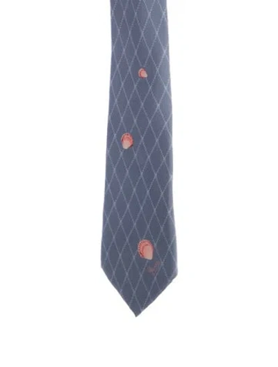 Pre-owned Gucci Silk Pattern Tie In Blue