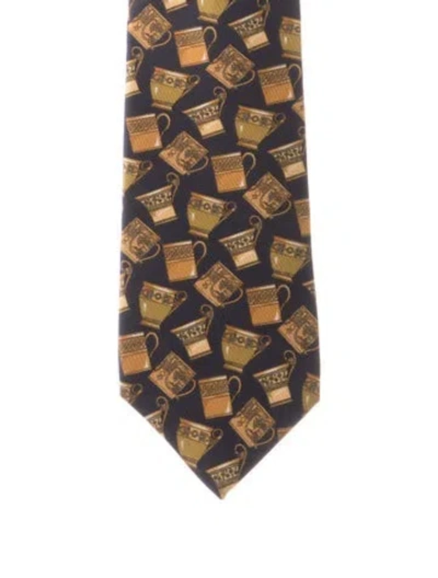 Pre-owned Gucci Silk Pattern Tie In Blue