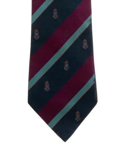 Pre-owned Gucci Silk Pattern Tie In Blue