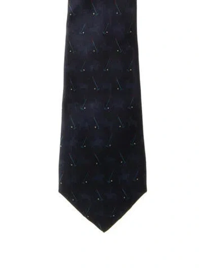 Pre-owned Gucci Silk Pattern Tie In Blue