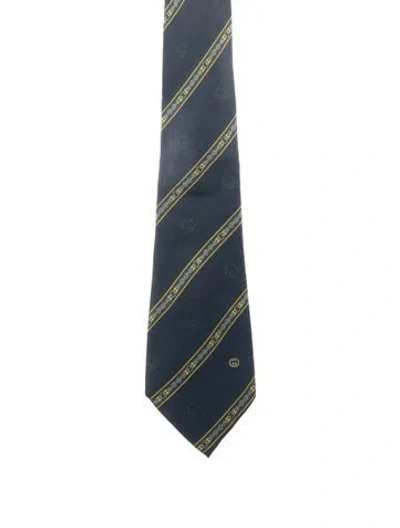 Pre-owned Gucci Silk Pattern Tie In Blue