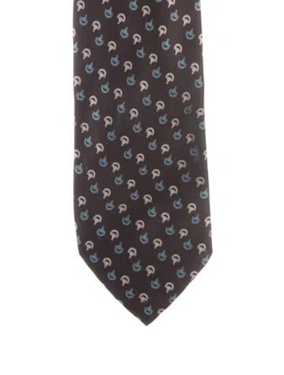 Pre-owned Gucci Silk Pattern Tie In Brown