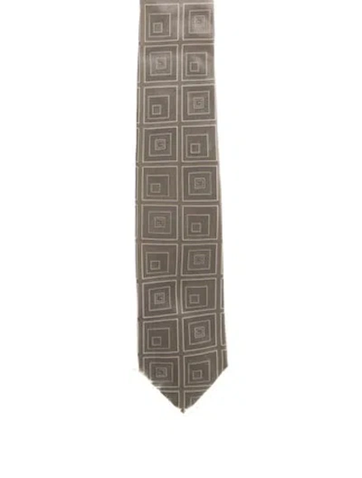 Pre-owned Gucci Silk Pattern Tie In Gray