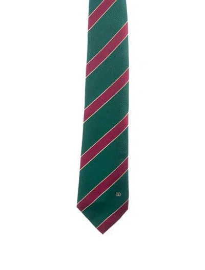 Pre-owned Gucci Silk Pattern Tie In Green