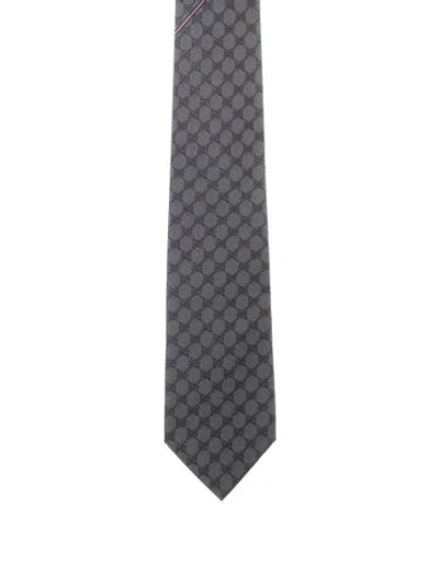Pre-owned Gucci Silk Pattern Tie In Grey