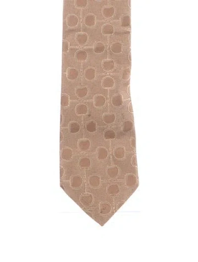 Pre-owned Gucci Silk Pattern Tie In Neutral