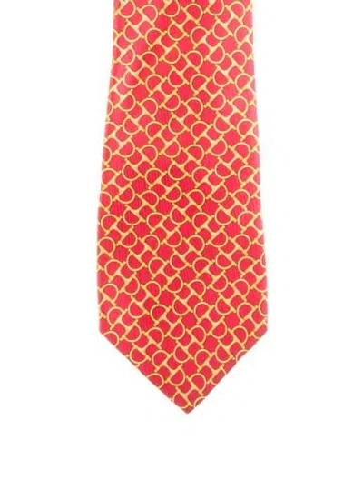 Pre-owned Gucci Silk Pattern Tie In Orange