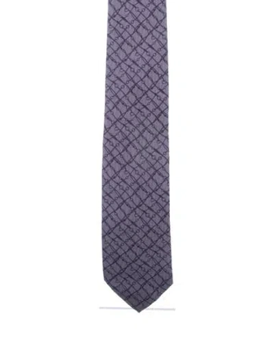 Pre-owned Gucci Silk Pattern Tie In Purple