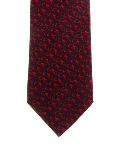 Pre-owned Gucci Silk Pattern Tie In Red