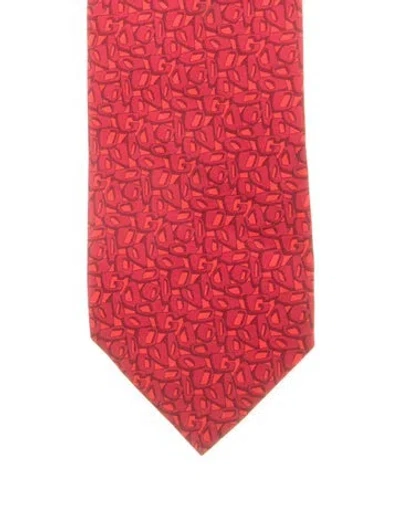 Pre-owned Gucci Silk Pattern Tie In Red