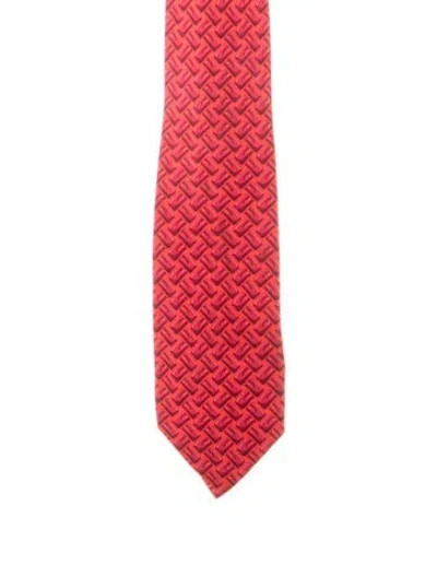 Pre-owned Gucci Silk Pattern Tie In Red