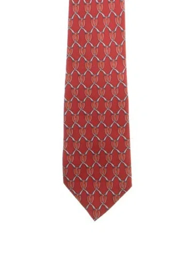 Pre-owned Gucci Silk Pattern Tie In Red