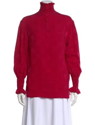 Pre-owned Gucci Silk Patterned Blouse W/ Tags In Pink