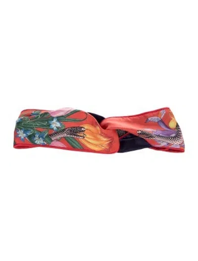 Pre-owned Gucci Silk Patterned Headband In Red