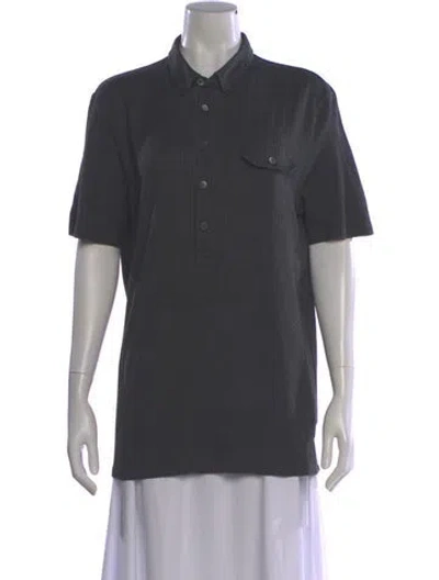 Pre-owned Gucci Silk Patterned Polo In Gray