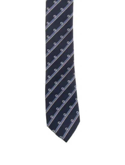 Pre-owned Gucci Silk Patterned Print Tie In Blue