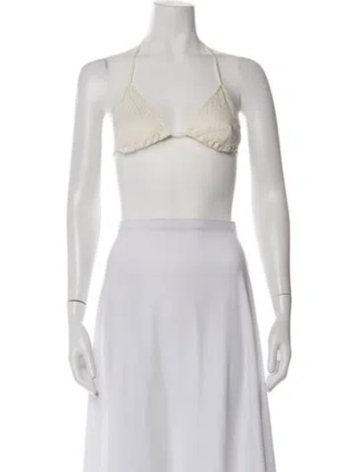 Pre-owned Gucci Silk Patterned Sports Bra In Yellow