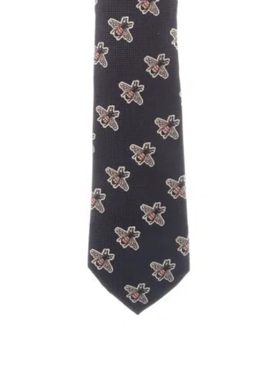 Pre-owned Gucci Silk Patterned Tie In Black