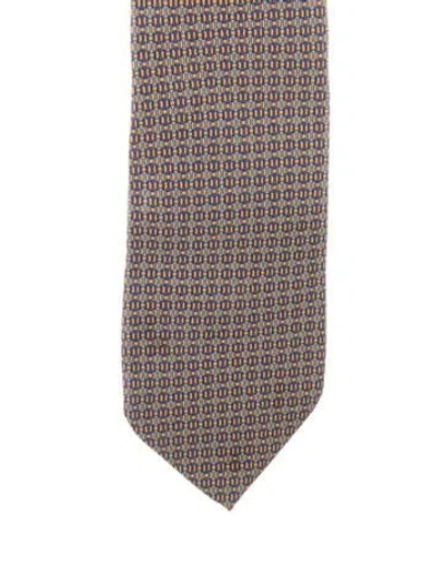 Pre-owned Gucci Silk Patterned Tie In Blue