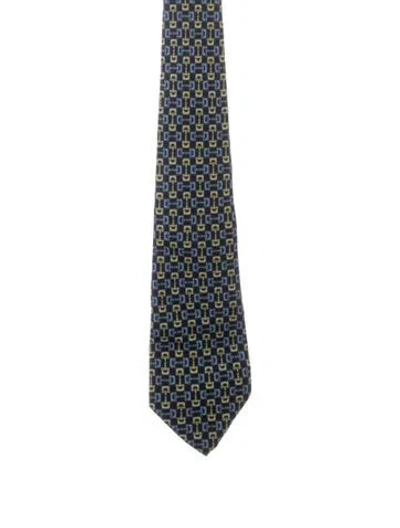 Pre-owned Gucci Silk Patterned Tie In Blue