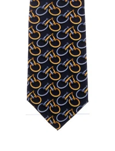Pre-owned Gucci Silk Patterned Tie In Blue