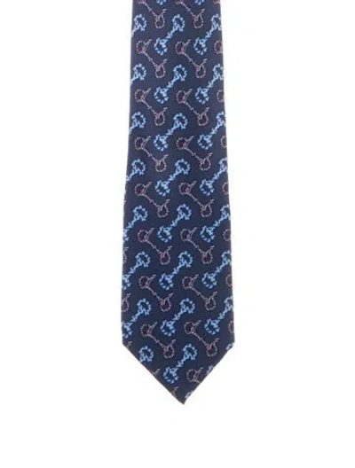 Pre-owned Gucci Silk Patterned Tie In Blue