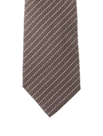 Pre-owned Gucci Silk Patterned Tie In Brown