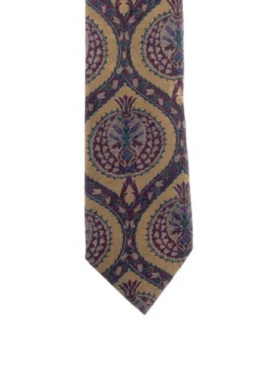 Pre-owned Gucci Silk Patterned Tie In Burgundy