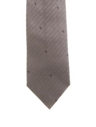 Pre-owned Gucci Silk Patterned Tie In Gray