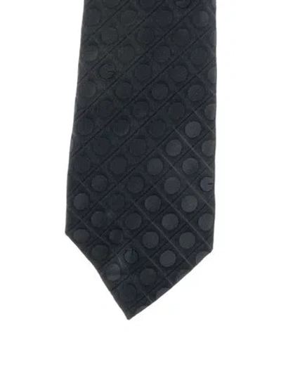 Pre-owned Gucci Silk Patterned Tie In Grey