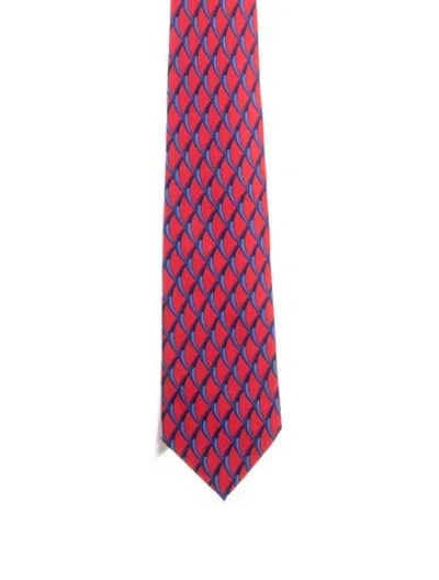 Pre-owned Gucci Silk Patterned Tie In Red