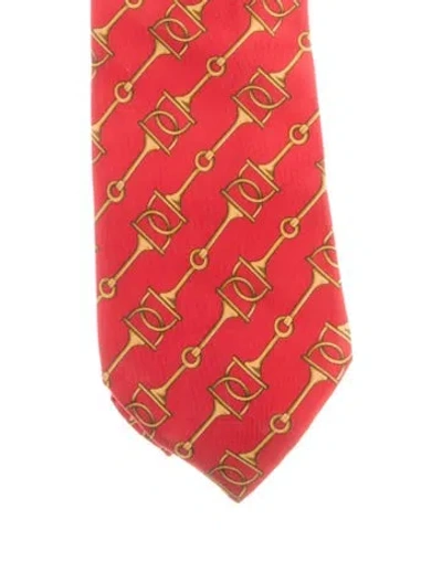 Pre-owned Gucci Silk Patterned Tie In Red