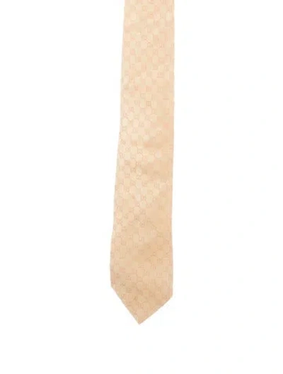 Pre-owned Gucci Silk Patterned Tie In Yellow