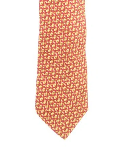Pre-owned Gucci Silk Patterned Tie. In Yellow