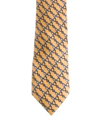 Pre-owned Gucci Silk Patterntie In Yellow