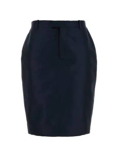 Gucci Silk Pencil Midi Skirt In Blue