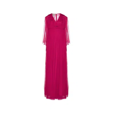 Gucci Silk Pleated Dress In Multi